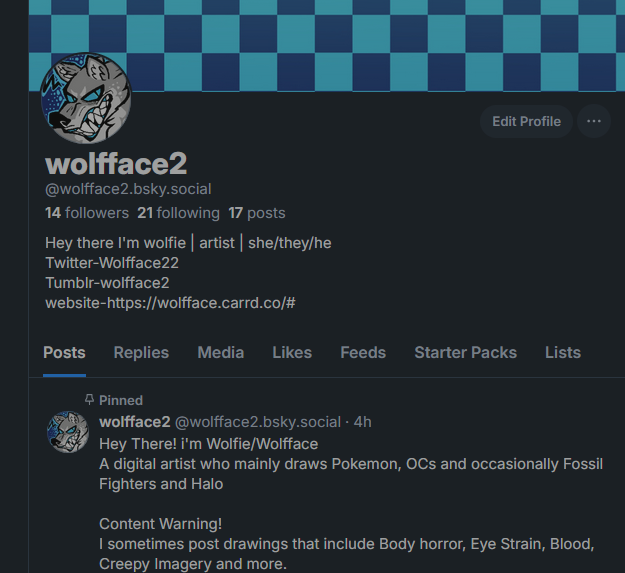Wolfface22's tweet photo. not leaving, just dropping a reminder that i'm on the other Blue site as well https://t.co/Rev53wrXSh