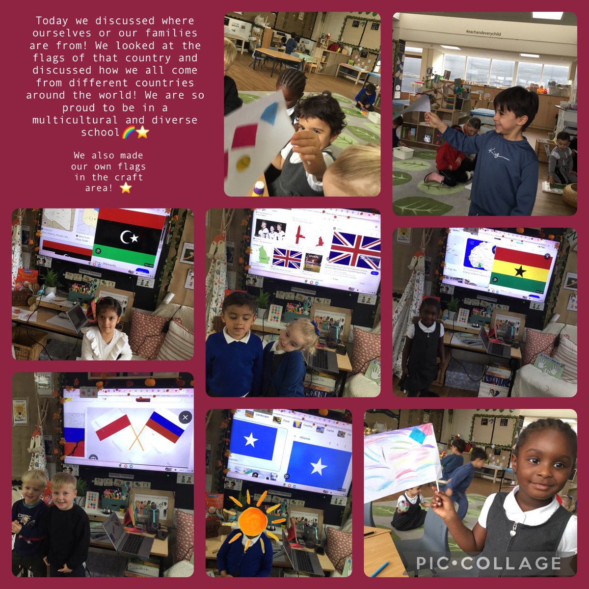 Today we discussed where ourselves or our families are from! We looked at the flags of that country and discussed how we all come from different countries around the world! We are so proud to be in a multicultural and diverse school🌈⭐️
We also made our own flags!⭐️