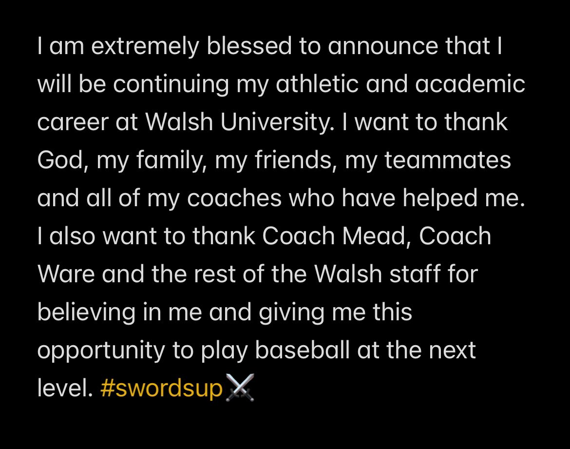 100% committed ⚔️

<a href="/WalshUBaseball/">Walsh U Baseball</a>
<a href="/TimMead7/">Tim Mead</a> 
<a href="/coach_mcsweeney/">Ryan McSweeney</a> 
<a href="/PaduaBruinBB/">Padua Bruins Baseball</a> 
<a href="/OEBMcNerney/">Coach Rob 🇺🇸⚾️🧢</a>