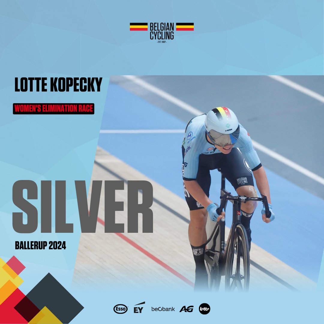 Belgian Cycling Team (@belcyclingteam) on Twitter photo 👏 Congratulations to <a href="/LotteKopecky/">Lotte Kopecky</a> on yet another strong performance: a silver medal in the Women's Elimination Race at the UCI Track World Championships! 🥈
#Ballerup2024 #BelgianCycling 👏 Congratulations to <a href="/LotteKopecky/">Lotte Kopecky</a> on yet another strong performance: a silver medal in the Women's Elimination Race at the UCI Track World Championships! 🥈
#Ballerup2024 #BelgianCycling