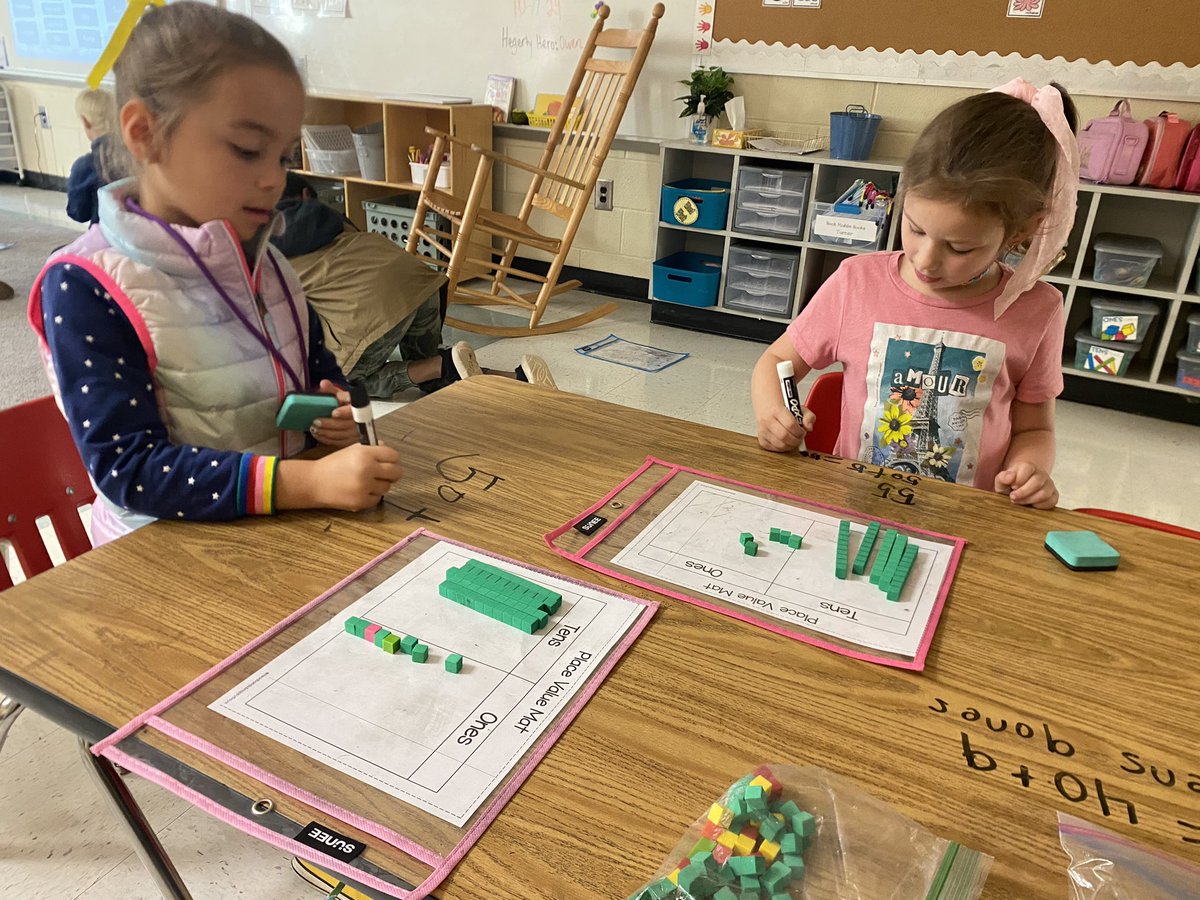 First grade working hard on place value! How many tens and ones? <a href="/MsTurner292/">Rebecca Turner</a> #rnegreatthings