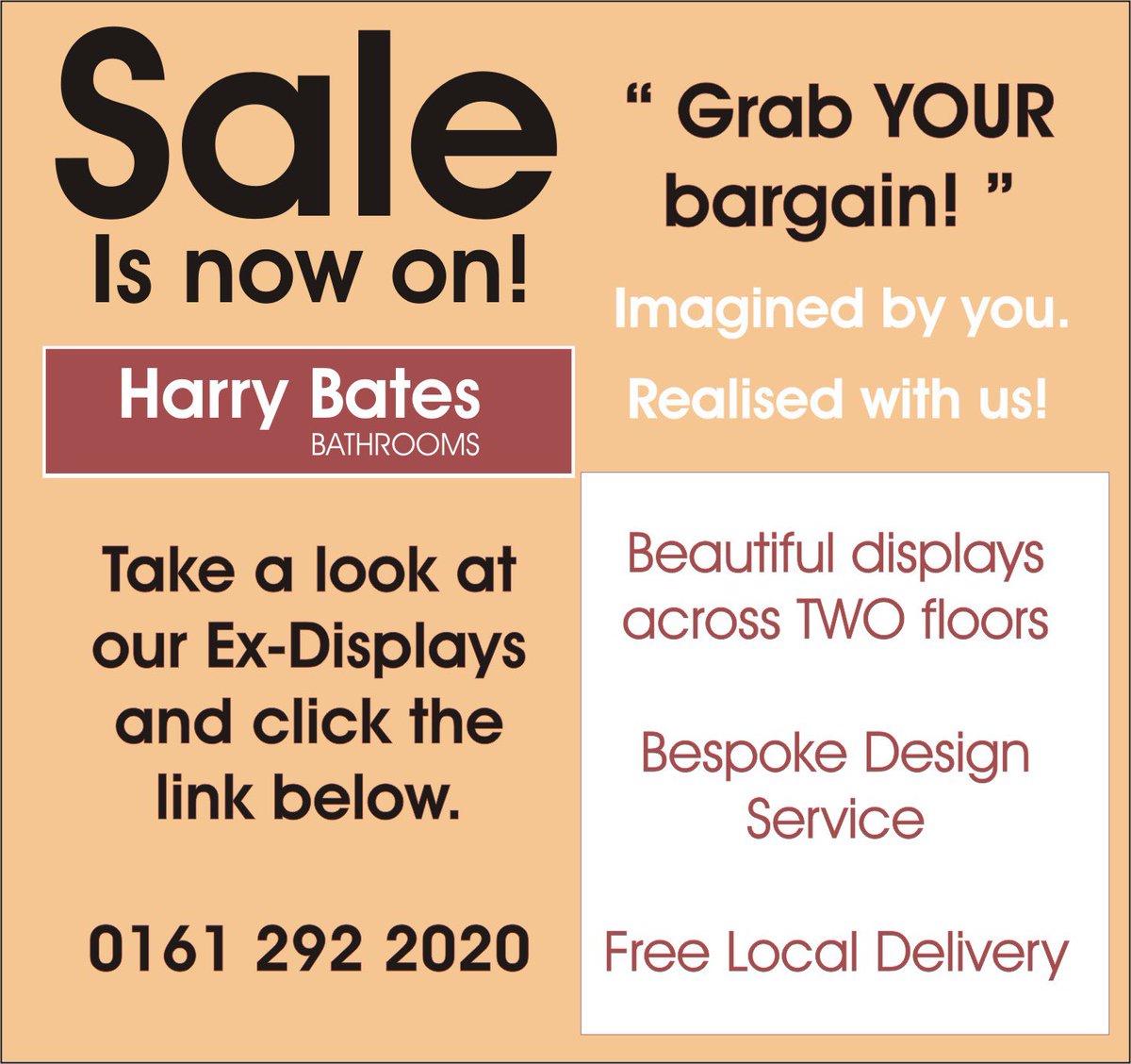 HarryBatesLtd's tweet photo. Some amazing deals to be had 🔥 you can order brand new massively reduced items! Don’t miss out as this Sale ends 17th November! 
PLUS we have some fantastic ex-display deals too! 💥 with up to 80% off on some items! 
 #supportlocal 
#luxurybathrooms #happyspace 
#stockport https://t.co/LsYjjGbiIc