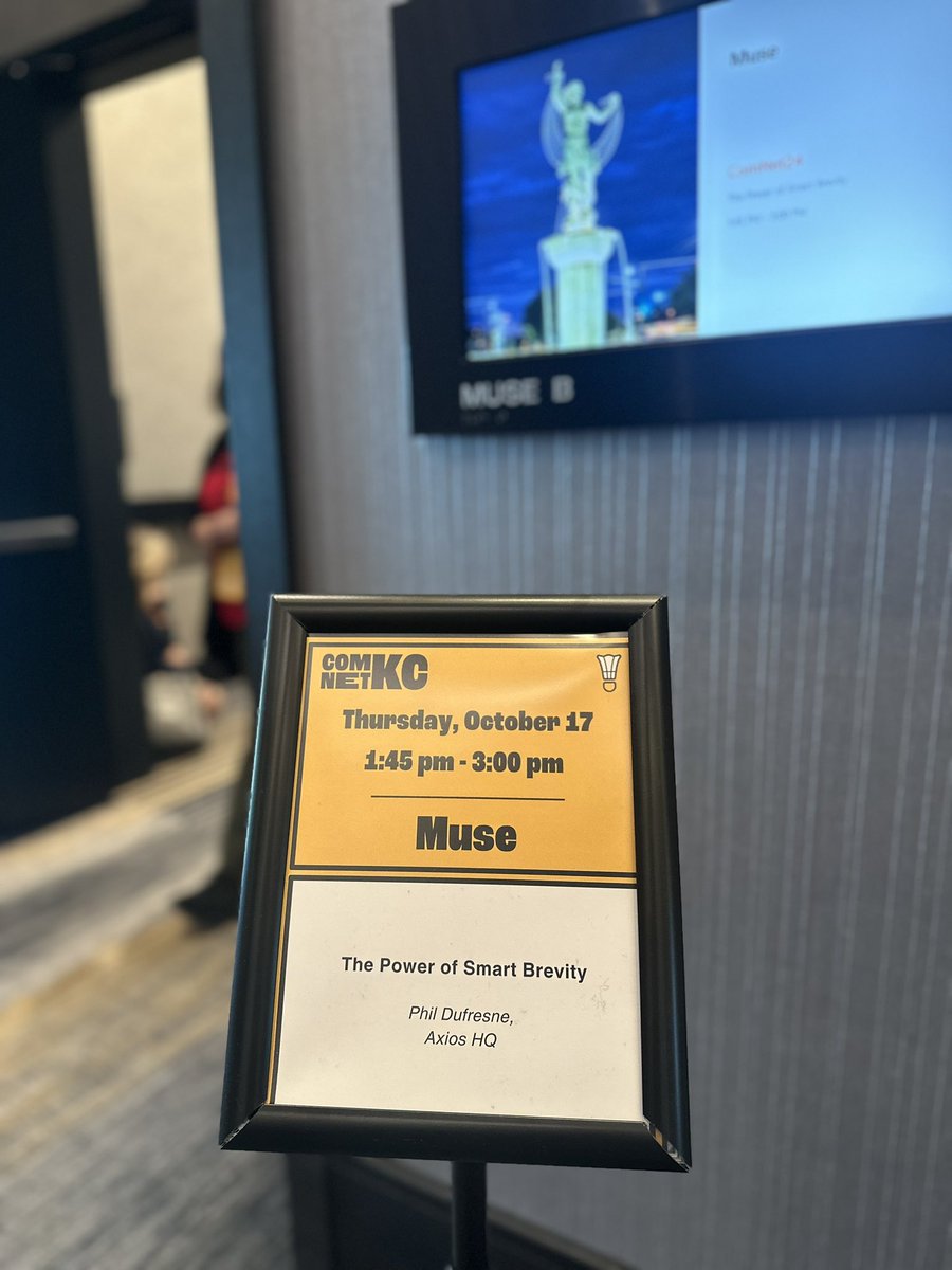 Phil Dufresne <a href="/axios/">Axios</a> on Smart Brevity: “Length is fear, brevity is confidence. It’s not about oversimplifying writing - there is room for nuance and complexity. Ppl rem story &amp; narratives.” #ComNet2024 <a href="/TheComNetwork/">The Communications Network</a>