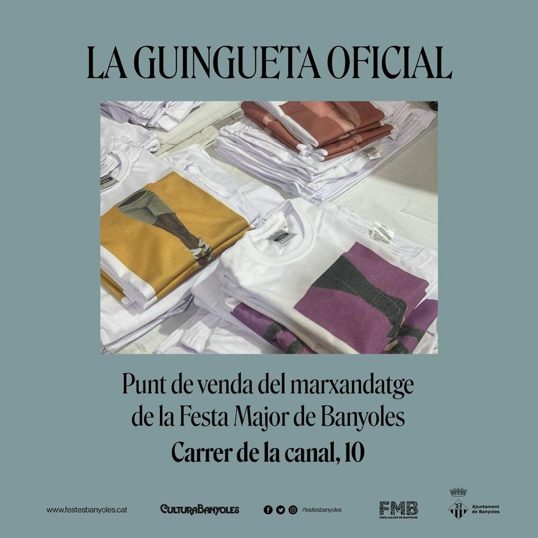 👕 LA GUINGUETA OFICIAL

Última oportunitat per fer-ta amb alguna de les samarretes oficial de la Festa Major de Sant Martirià

📅Dissabte 19 de 10 a 12h i de 17 a 19h
📍Carrer de la Canal, 10

#FMB #FestaMajor #SantMartirià2024 #Banyoles #marxandatge