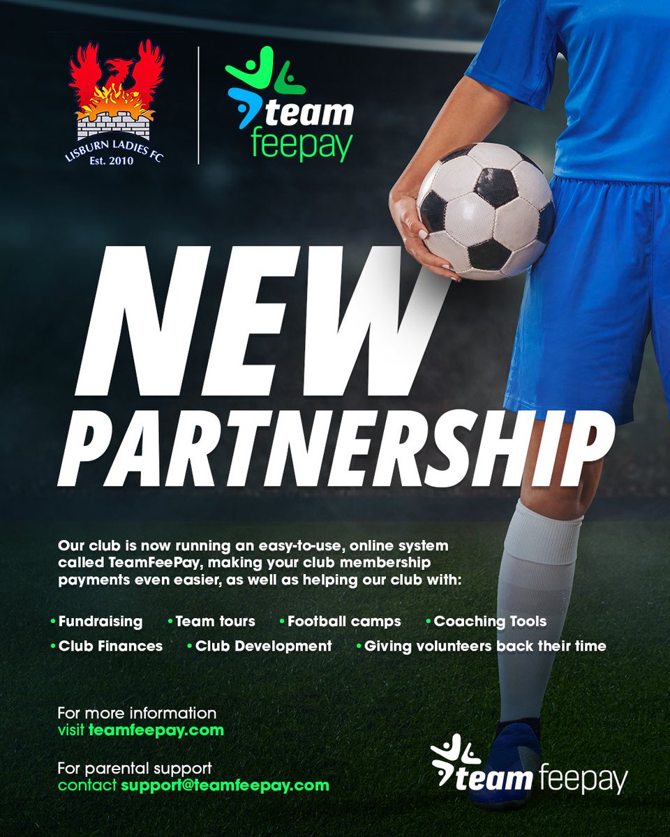 LisburnLadiesFc's tweet photo. Lisburn Ladies FC > Teamfeepay
We are delighted to announce that we’ve entered into a new partnership with Online Software Experts Teamfeepay
💙⚽️💙
#girlsonlyfootballclub
#PlayerDevelopmentIsKey
#FamilyClub
#oneclub
GIRLS IN BLUE - PLAY WITH PASSION https://t.co/zXXX4d7JSE