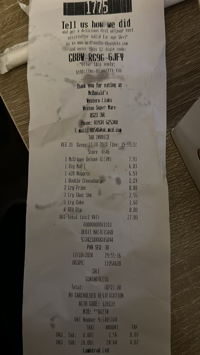 When you get home from a day in the hospital, grab a <a href="/McDonaldsUK/">McDonald's UK</a> and they don’t put your meal in the bag 😔