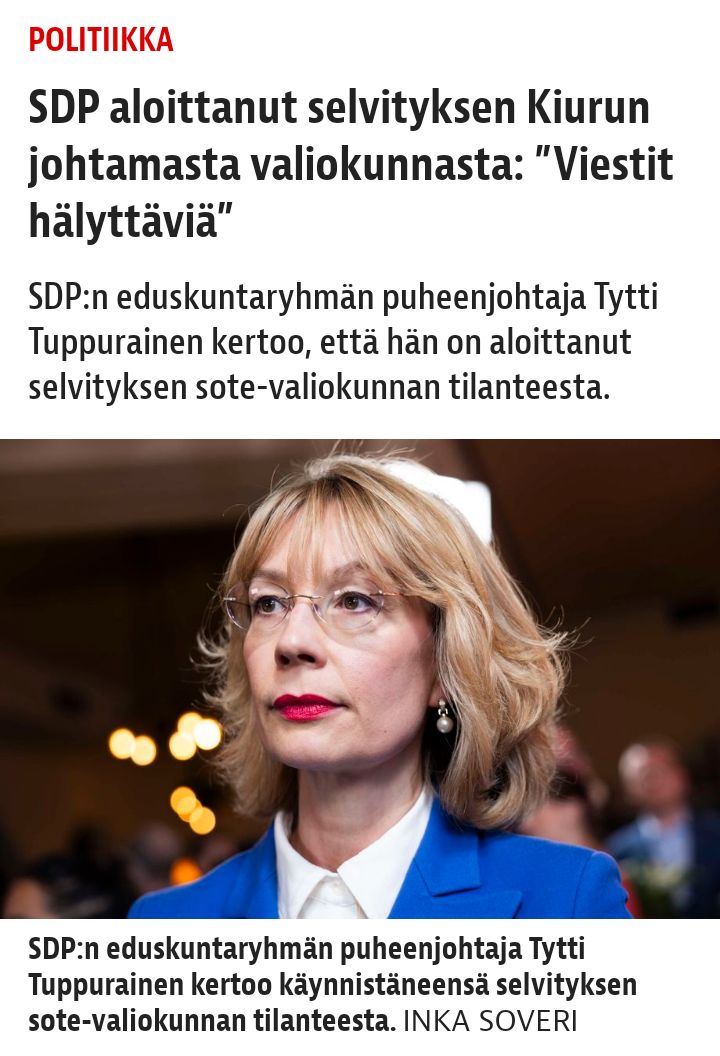 Make_Suomi's tweet image. Onko veikkauksia löytääkö Tytti mitään moitittavaa asiassa? 🤔

#tyttituppurainen #SDP #selvitys