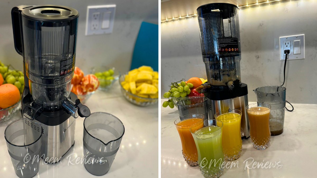 MeemReviews's tweet photo. Who needs to spend all that time chopping? The AMZChef Slow Juicer 1902B makes juicing hands-free with its large feed chute and cutting blades! 🍎🍊 Juicing just got easier. Check it out on my YouTube Channel! https://t.co/r8hF7wOMoi
#AMZChef #Juicing #HealthyLiving  #Sponsored https://t.co/L67lxbE3L1
