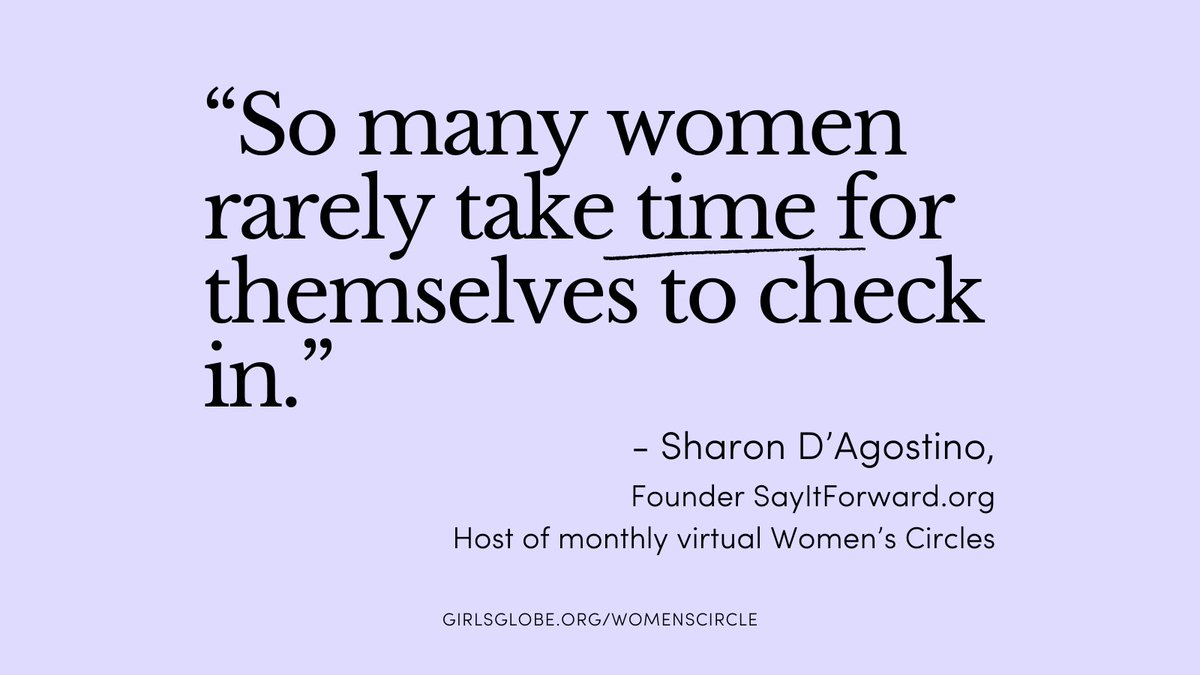 GirlsGlobe's tweet image. Join a virtual Women's Circle hosted by @SharonDAgostino 💞 Take some time this Sunday. Sign up here ➡️ girlsglobe.org/womenscircle