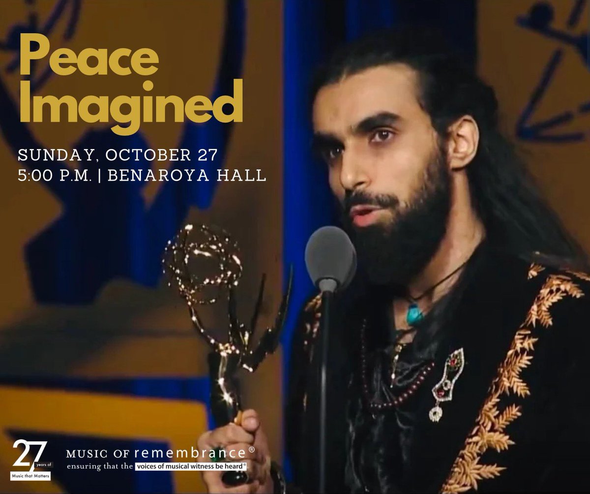 Come hear Emmy® Award-winning composer Milad Yousufi speak from the <a href="/SeattleMOR/">Music of Remembrance</a> stage on October 27! Yousufi’s refugee experiences are woven into his music with messages of hope.  

🎟️ bit.ly/404AWO7

#musicofremembrance #peaceimagined #benaroyahall