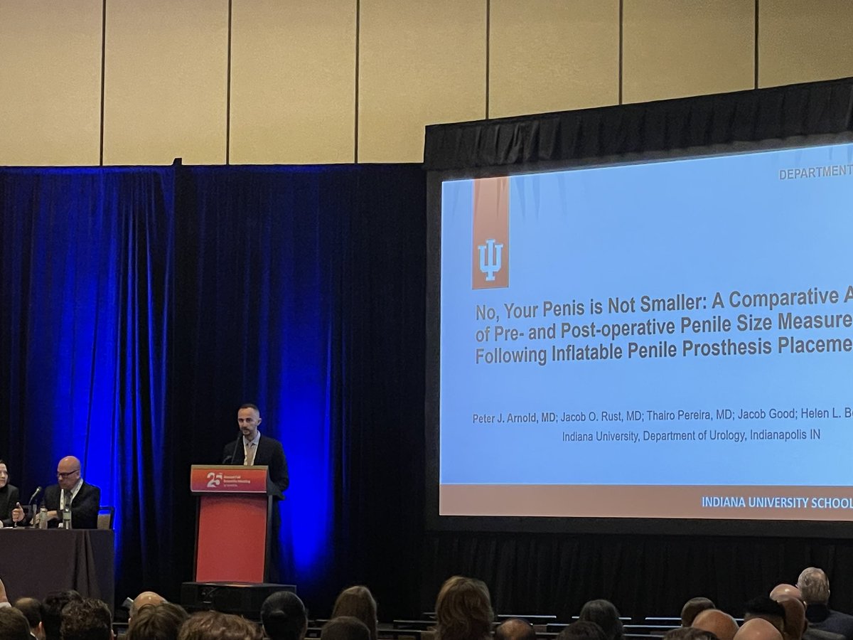 IUuro's tweet photo. PGY 2 @_parnold Presents data on IPP &amp; penile size  @SMSNA_ORG #SMSNA2024
➡️NO your penis isn’t shorter
➡️Penile Length &amp; girth are GREATER postop after IPP placement vs preop measurements.
➡️Pre/Postop penile measurements may improve pt expectations &amp; satisfaction @drhelenbernie https://t.co/YqGRAfwqpJ