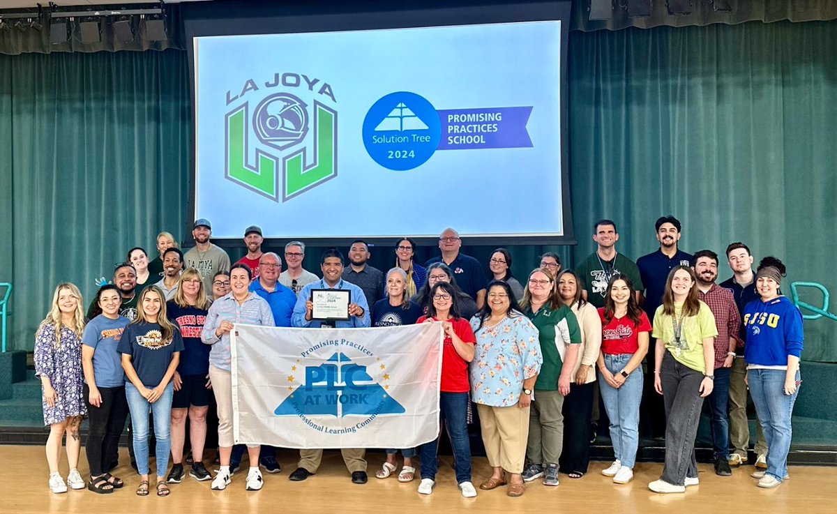 SolutionTreeCA's tweet image. 🥳Congratulations to La Joya Middle School (Visalia, CA) for being named a Promising Practice PLC school! 

#promisingpractice #atplc #celebration
@visaliausd @tularecoe @SolutionTree