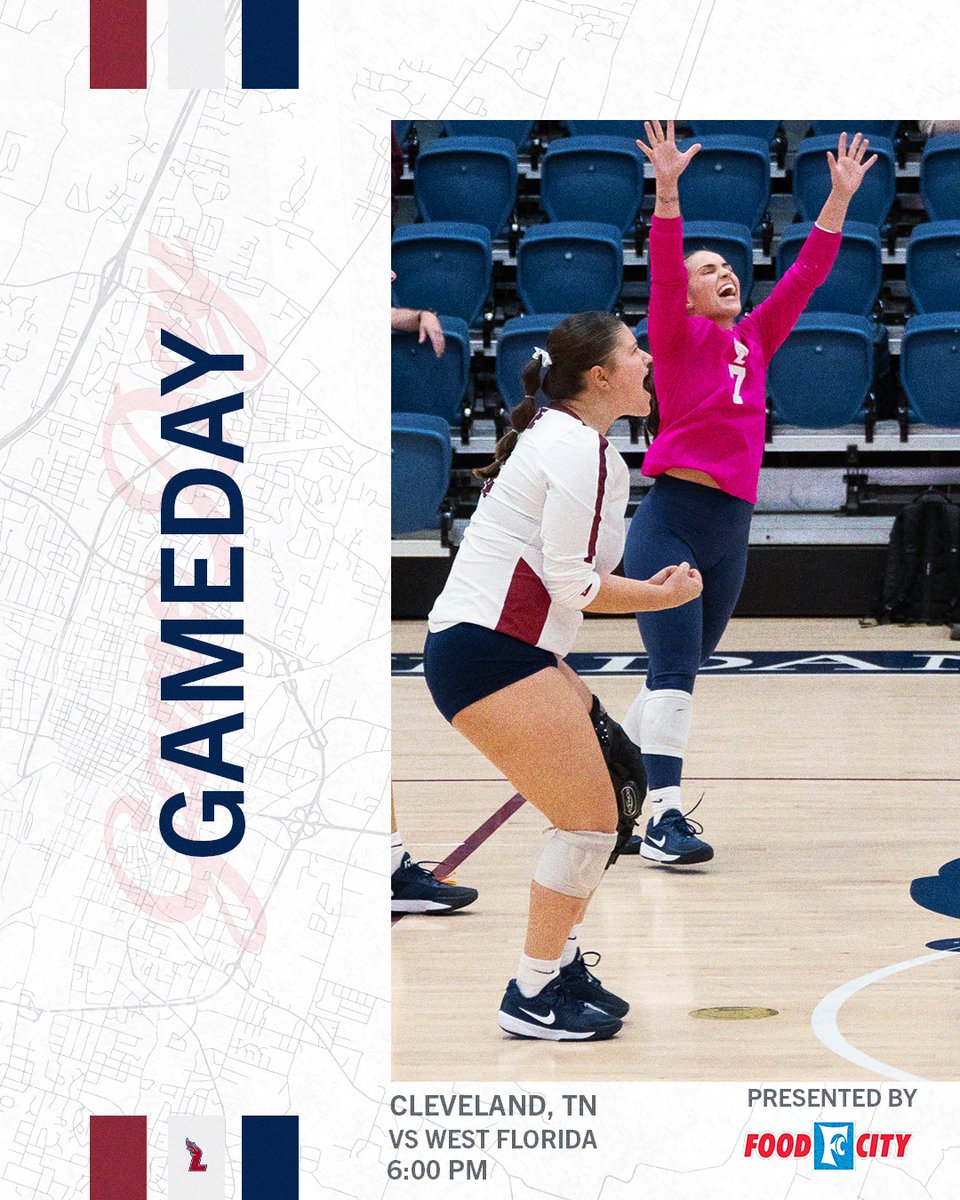 Set to take on the top team in the GSC!

🆚UWF
📍Cleveland, Tenn.
🏟Walker Arena
⏰6 PM
📺flosports.link/3xSIyYs
📊statb.us/b/538802
Presented by Food City
#FiredUp🔥