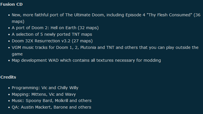 #DOOM CD32X Fusion v1.0 has just been released! The first ever non-FMV release for duo of add-ons for the #Sega Genesis!

New ports of Doom 1 &amp; 2, a selection of maps from TNT and more: over 100 maps and 96 FM tracks.

doomworld.com/forum/topic/14…