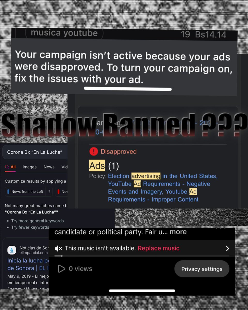 CoronaBx's tweet photo. My music video is being taken down and shadow banned for being “Election Advertising”??? 
Take a look yourself has nothing to do with promoting any candidate or political party.
Check out my last post for video or go to https://t.co/BQrpNhGNf6 https://t.co/nycicgPSSE
