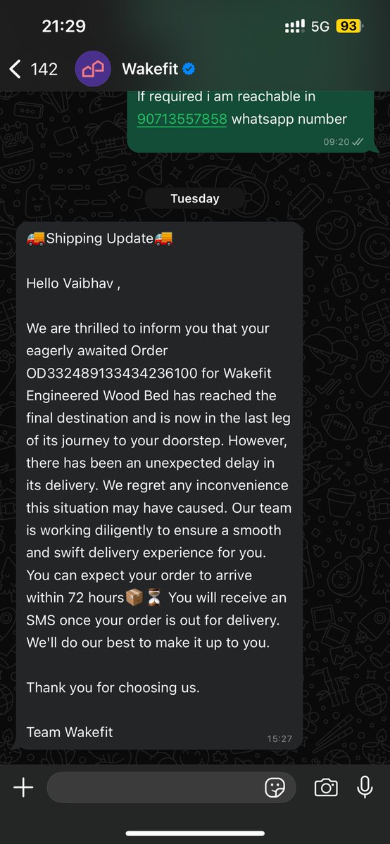 Vaibhav07115419's tweet image. @WakefitCo @SupportWakefit @consumerforum_ @ConsumerReports 
What is the reason my order is getting delayed and delay and even after multiple mail and call there is proper response #worstcustomercare  #worstrespone #bycotwakefit