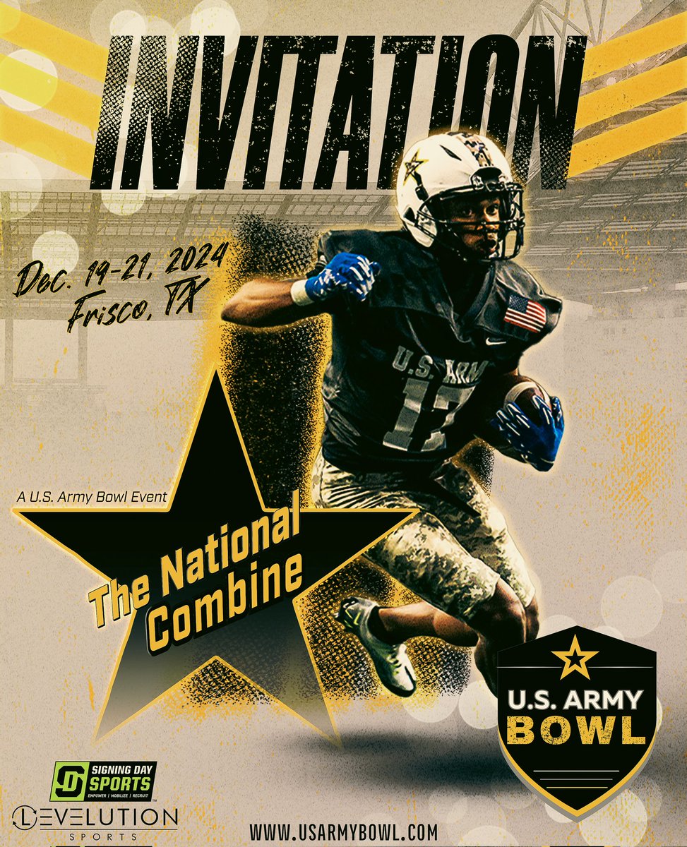 Incredibly grateful to receive an invite for #TheNationalCombine  <a href="/USArmyBowl/">Military Appreciation Bowl Week</a> <a href="/JJKilgore_SDS/">JJ Kilgore</a>