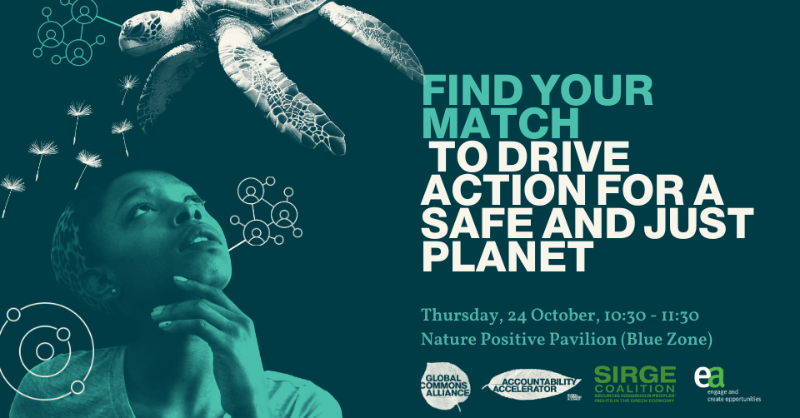 globalcommonshq's tweet photo. 🗓️  Join us next week for a multilingual event at #COP16Colombia about systems thinking for a #SafeAndJust planet.

Hosted by #AccountabilityAccelerator, GCA &amp; @SIRGECoalition, this event will engage participants about how their topics align with a systems approach. Register 👇