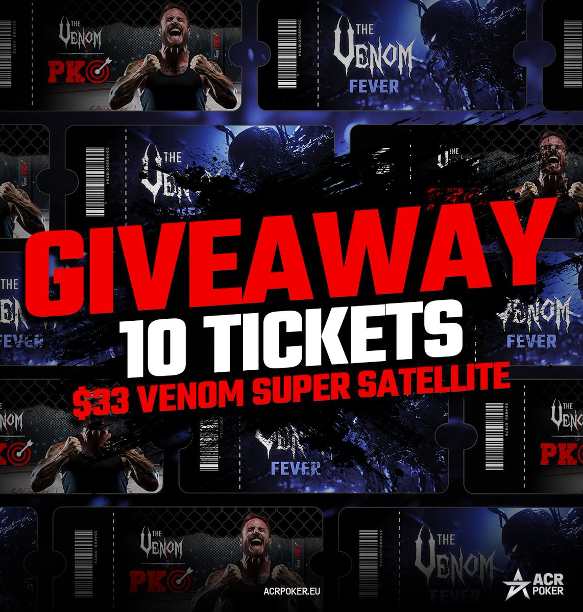 🚨 Venom Super Sat Giveaway 🚨

We’ve got 10 tickets to the $33 Venom Super Satellite up for grabs! 🔥

👉 Follow us, RT and reply with your ACR ID!

📌 Winners will be announced on October 18th.