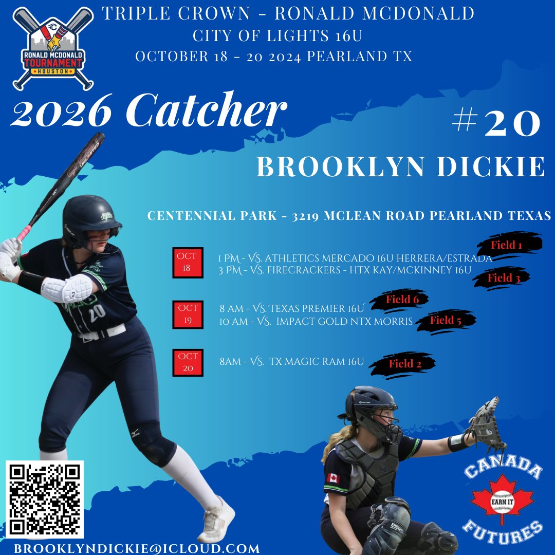 Brooklyn Dickie | 2026 | Catcher (@bsoftball20) on Twitter photo TC Ronald McDonals -Hope to See you all there 🇨🇦futures 16U
<a href="/McLennan_SB/">McLennan Softball</a>
<a href="/CoachBerry33/">Chris Berry</a>
<a href="/NCDAWGSSoftball/">NC Softball</a>
<a href="/TylerJCsoftball/">TJC Apache Softball</a>
<a href="/eric_henderson2/">Eric Henderson</a>
<a href="/CoachMariaWinn/">🥎CW🥎</a>
<a href="/SoftballTemple/">Temple College Softball</a> <a href="/rheint3/">Rhein Trochim Carmichael</a>
<a href="/johnburke22/">John Burke</a> <a href="/tunnell_wesley/">Wesley Tunnell</a>
<a href="/BlinnSoftball/">Blinn College Softball</a>
<a href="/CoachChurchie/">Rick Church</a>
<a href="/Patriot_sb/">Patriot Softball</a> <a href="/CoachE_SB/">Erica Castro</a> TC Ronald McDonals -Hope to See you all there 🇨🇦futures 16U
<a href="/McLennan_SB/">McLennan Softball</a>
<a href="/CoachBerry33/">Chris Berry</a>
<a href="/NCDAWGSSoftball/">NC Softball</a>
<a href="/TylerJCsoftball/">TJC Apache Softball</a>
<a href="/eric_henderson2/">Eric Henderson</a>
<a href="/CoachMariaWinn/">🥎CW🥎</a>
<a href="/SoftballTemple/">Temple College Softball</a> <a href="/rheint3/">Rhein Trochim Carmichael</a>
<a href="/johnburke22/">John Burke</a> <a href="/tunnell_wesley/">Wesley Tunnell</a>
<a href="/BlinnSoftball/">Blinn College Softball</a>
<a href="/CoachChurchie/">Rick Church</a>
<a href="/Patriot_sb/">Patriot Softball</a> <a href="/CoachE_SB/">Erica Castro</a>