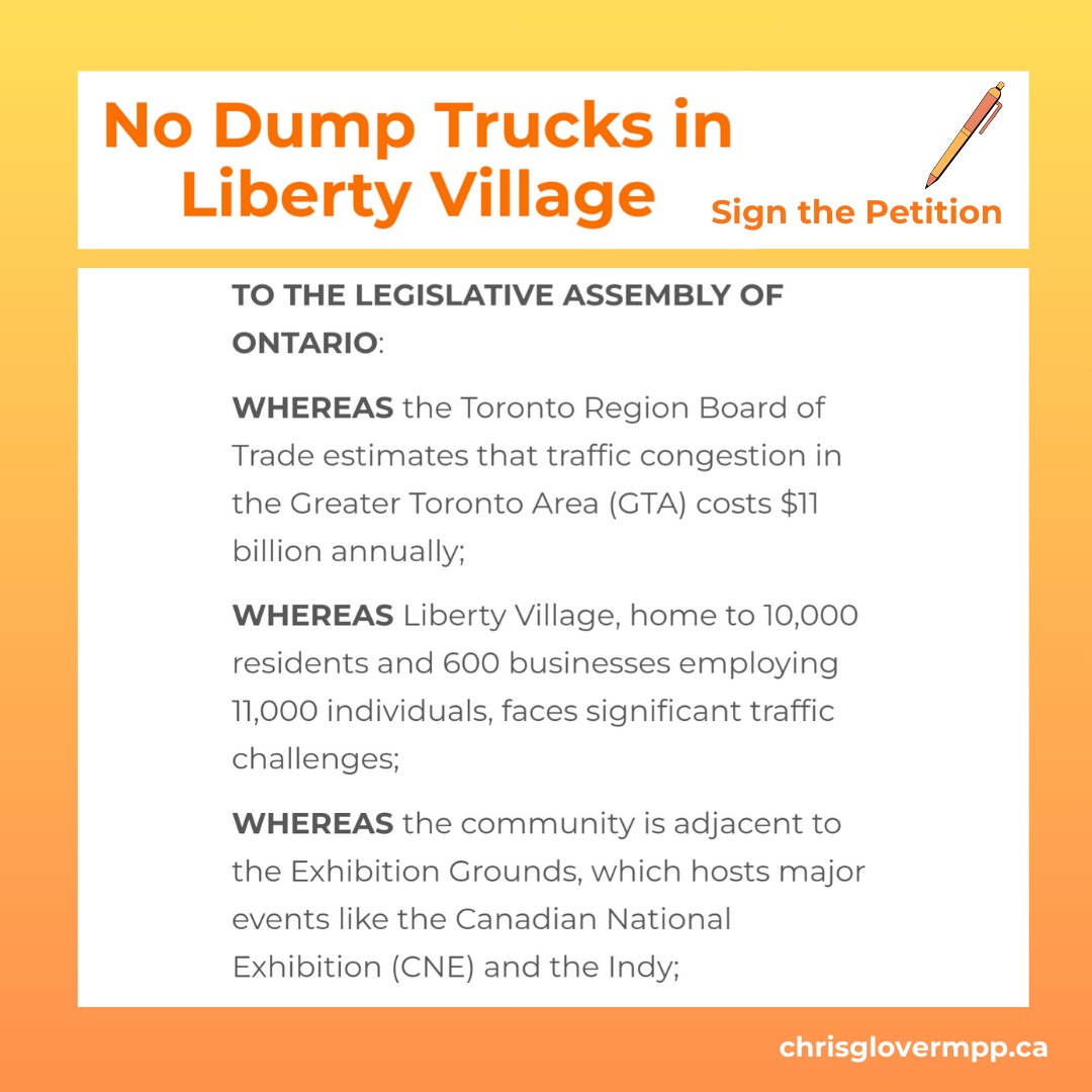 chrisgloverndp's tweet image. On Thursday Oct 24th, I&apos;ll be reading this petition in the Legislature.

Add your signature now:
chrisglovermpp.ca/no_dump_trucks…

#SpaFY #libertyvillage