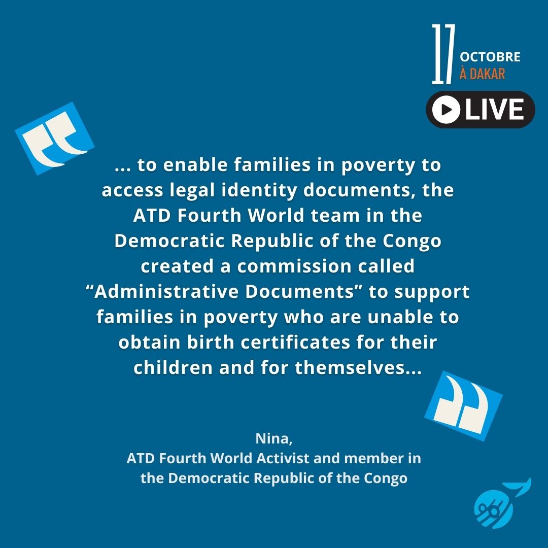 ATD_Europe's tweet photo. Quotes from the @ico17president @ATD4thWorld international #EndPovertyDay event in #Dakar, #Senegal!
#IDEP2024 #Right2Identity #Right2BirthRegiqtration #IExist #Dignity4all https://t.co/B7RwUQ0bBs