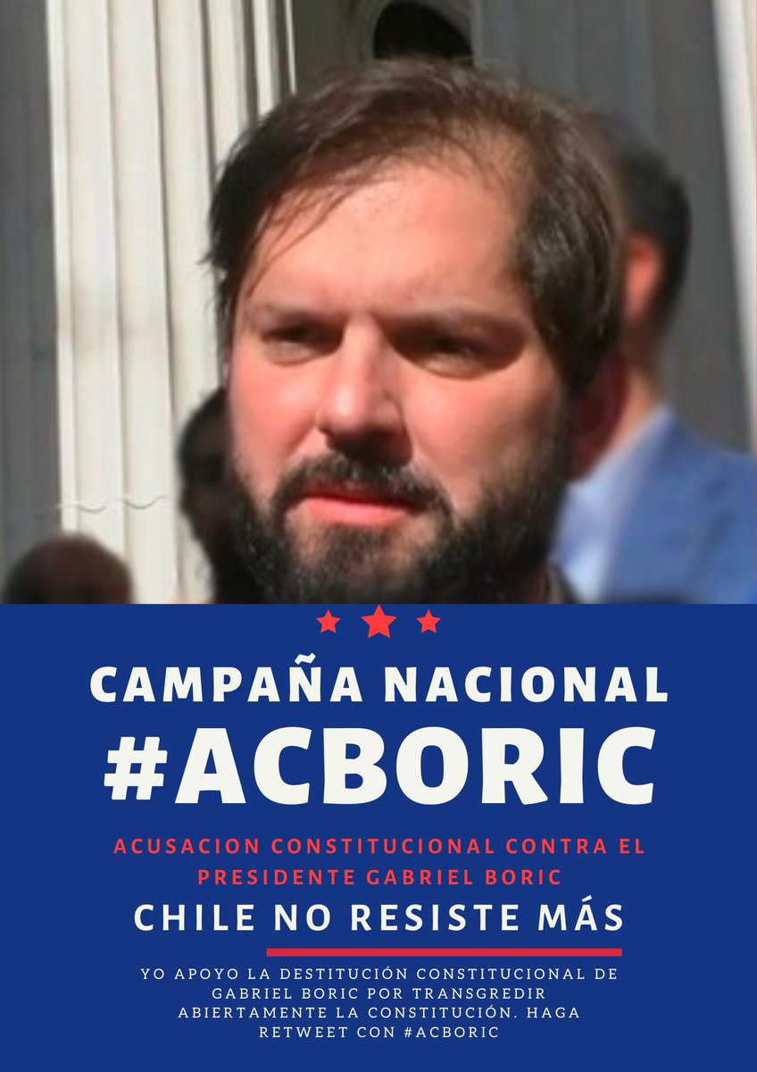 MaxLobosCL's tweet photo. Retuit si apoyas que el próximo destituido por el Senado sea Gabriel Boric por estar impedido mentalmente de continuar ejerciendo el cargo, o que la Cámara lo acuse constitucionalmente por transgredir la Constitución y las leyes. https://t.co/bYAz0wJDyM