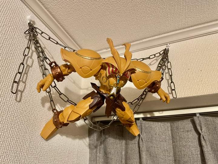 He's just hanging there, MENACINGLY!