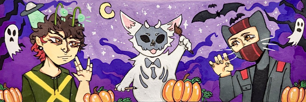 NEDSBAY0UART's tweet photo. Recently, we hosted a Halloween Icon/Banner event in our server (with cool prizes!! Here are our winners:

@SEM1_AUTOMATIC for our icon
@TurtleBudd for our banner! 

And an Honorable mention, goes to @corinthos_7 ‘s icon entry. Thank you all for joining!!!
#cliqueart https://t.co/ErIJQxzvU5