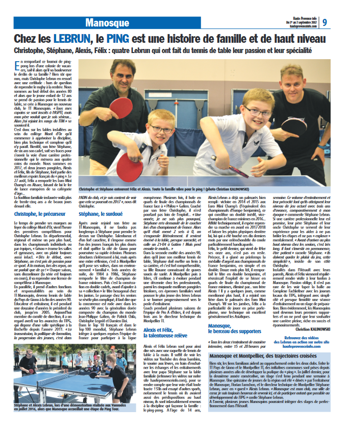 #Tennisdetable : <a href="/felixlebrun34/">Félix Lebrun</a> et <a href="/AlexisLebrun15/">Alexis Lebrun</a> ont débuté ce jeudi les "Europe". A cette occasion, #HPi ressort le tout premier article sur eux, à travers la "Saga Lebrun". Déjà 7 ans.
<a href="/ffttofficiel/">France Tennis de Table</a> <a href="/erb_gilles/">ERB Gilles</a> <a href="/bavignon/">Béatrice Avignon</a> <a href="/gatienjp/">Jean-Philippe Gatien - OLY</a> <a href="/CollectifLebrun/">Collectif Ultras Lebrun</a> <a href="/actu_ping/">Actu Ping 🏓</a> <a href="/camillegaltier/">Camille Galtier</a>