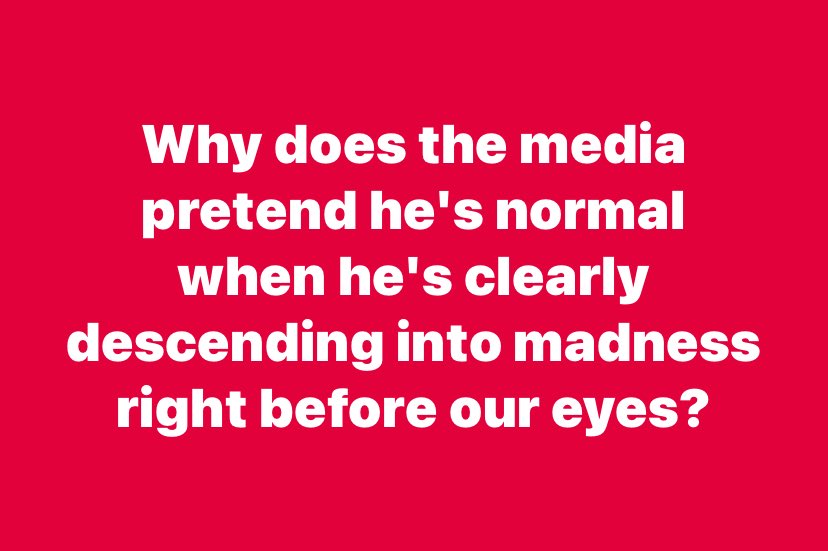 Great question! Where is the media in exposing Trump’s dementia and crazy episodes?