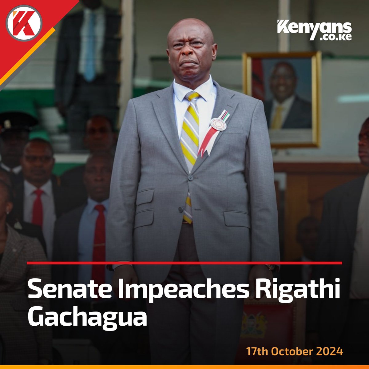 Kenyans's tweet image. Senate impeaches Rigathi Gachagua