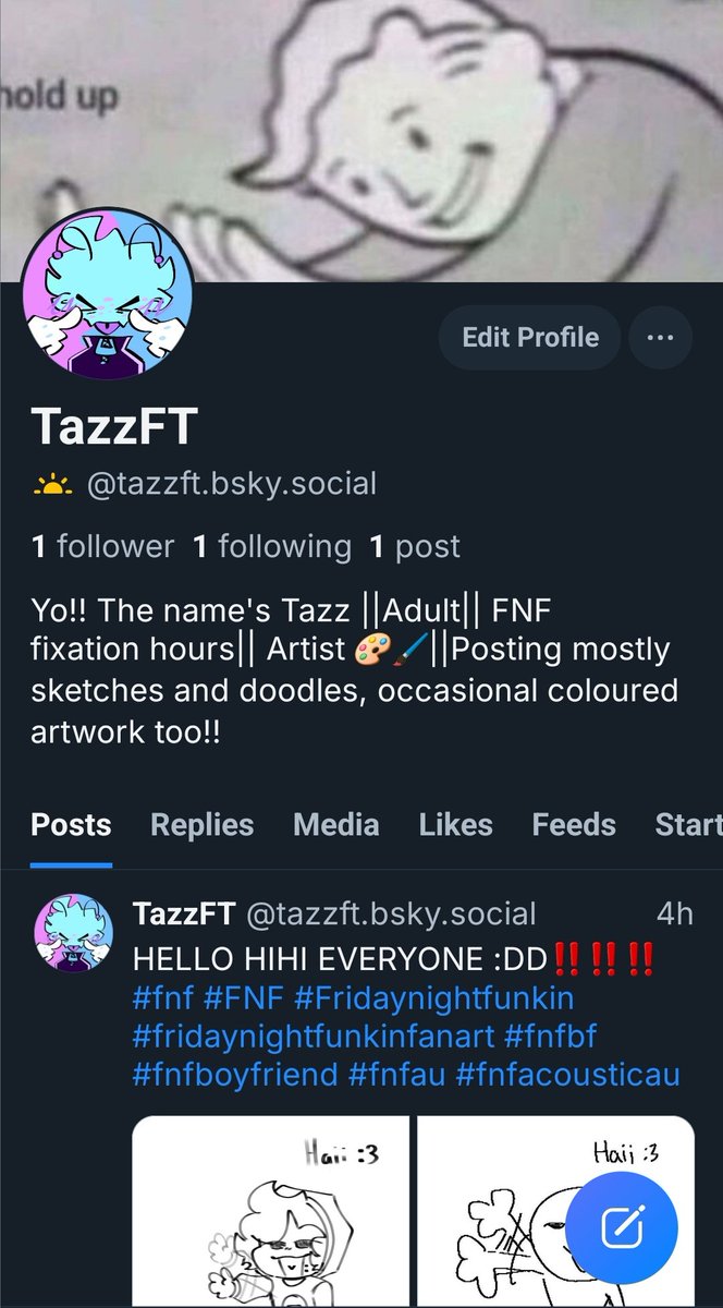 TazzFT's tweet photo. HEY GUYS !! Just to let you know, I made a Bluesky account due to the recent events of Twitter  !! Feel free to follow me there !! :]] https://t.co/CT92XGVFfD