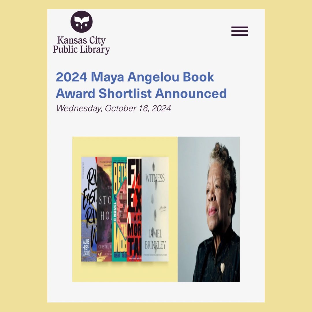 Crystal Hana Kim | 김하나 (@crystalhanak) on Twitter photo THE STONE HOME is a finalist for the Maya Angelou Book Award, which honors writers committed to social justice. 🪽
Alongside these incredible humans <a href="/AubeReyLescure/">Aube Rey Lescure</a>, <a href="/Morgan_J_Talty/">Morgan Talty</a>, @jamelbrinkley, and Aisha Abel Gawad
kclibrary.org/news/2024-10/2… THE STONE HOME is a finalist for the Maya Angelou Book Award, which honors writers committed to social justice. 🪽
Alongside these incredible humans <a href="/AubeReyLescure/">Aube Rey Lescure</a>, <a href="/Morgan_J_Talty/">Morgan Talty</a>, @jamelbrinkley, and Aisha Abel Gawad
kclibrary.org/news/2024-10/2…