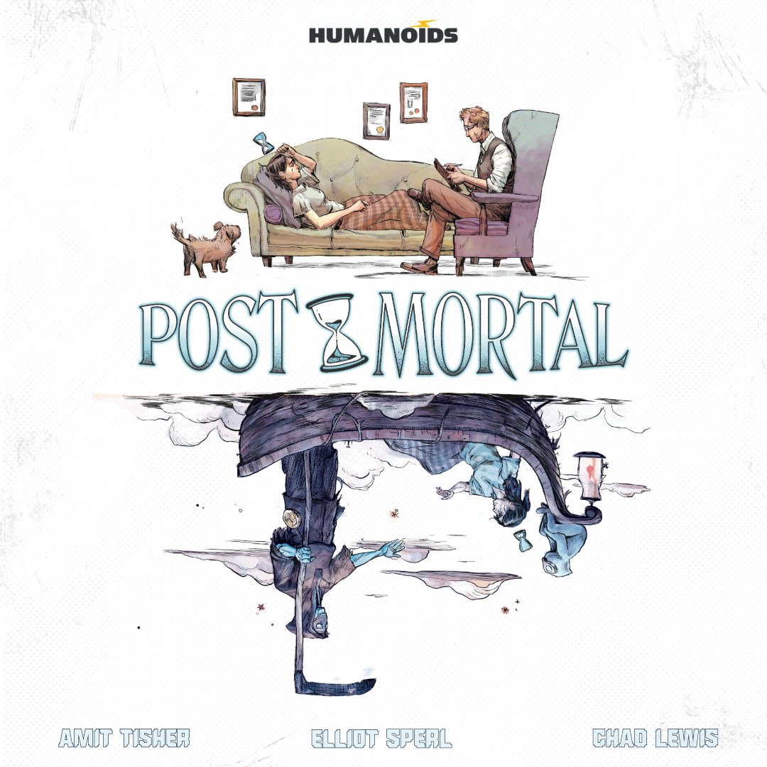 Say hello to POST-MORTAL⚰️
Our 1st <a href="/humanoidsinc/">Humanoids</a> OGN:

"A soul reaper quits his job in the underworld to become a life coach, and teach mortals how to live life to its fullest"

🔗ow.ly/1gkJ50TIhaR

W: @WrathofTish &amp; @AFrownieBiscuit
A: <a href="/chadlewisart/">Chad Lewis</a>
E: Jake Thomas

#comics