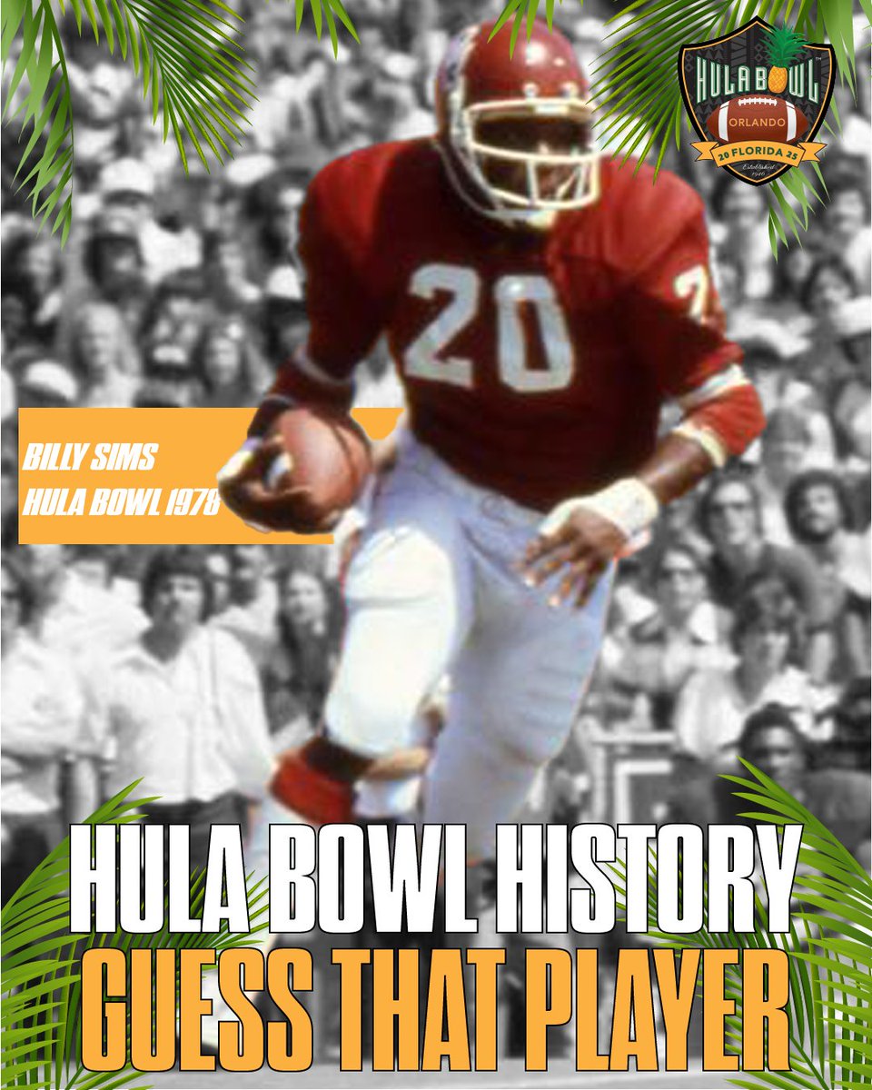 Hula_Bowl's tweet image. 🏆 Player Reveal 🏆 It’s Billy Sims! This Heisman winner and #1 overall draft pick played in the 1980 Hula Bowl and made history. Oklahoma legend turned NFL star! 🔥 Did you guess right? #HulaBowlHistory #BillySims