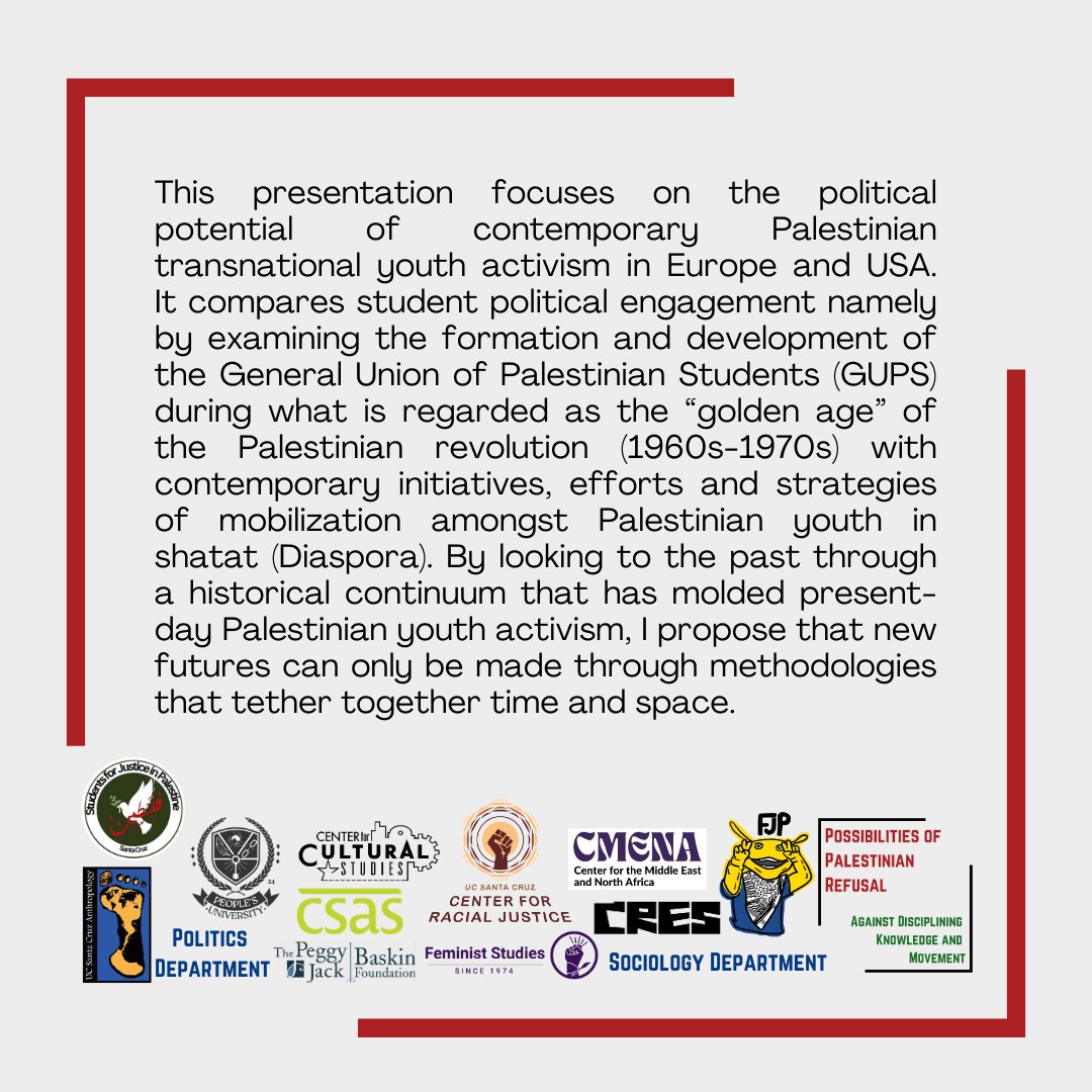 Center for South Asian Studies, UC Santa Cruz (@csas_ucsc) on Twitter photo CSAS is excited to support Mjriam Abu Samra's talk "Intergenerational, Anticolonial Vanguards" together with <a href="/cresucsc/">CRES UCSC</a>, the Center for Cultural Studies at UCSC, <a href="/CMENA_UCSC/">Center for the Middle East and North Africa, UCSC</a>, <a href="/CRJ_UCSC/">Center for Racial Justice at UC Santa Cruz</a> CSAS is excited to support Mjriam Abu Samra's talk "Intergenerational, Anticolonial Vanguards" together with <a href="/cresucsc/">CRES UCSC</a>, the Center for Cultural Studies at UCSC, <a href="/CMENA_UCSC/">Center for the Middle East and North Africa, UCSC</a>, <a href="/CRJ_UCSC/">Center for Racial Justice at UC Santa Cruz</a>