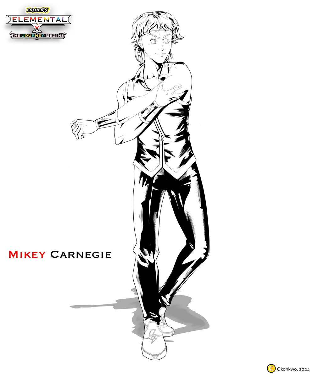 A ink artwork for Mikey Carnegie, the second main character of Esther’s Elemental X storyline. He is a Fylvoronic Duelist that summons spiritual beings from Dimension E with his Omïn ring; and he’s also a lightning Elementor. #art #inkdrawing #digitalart #originalart