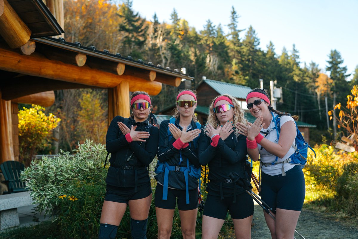 dartmouth's tweet photo. 54 miles, 30 sleepless hours 💪🥾Dartmouth Outing Club's "The Fifty" pushes students to hike from Moosilauke Ravine Lodge to campus. Cold and wet this year, but with granite in their muscles and friends cheering, these students conquered the challenge! #DartmouthFall https://t.co/2BP0AB5g0V