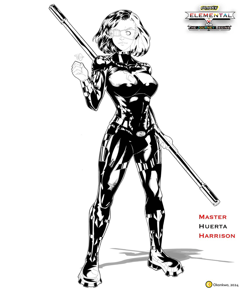 An ink artwork for Master Huerta Harrison (Academic MMA Trainer for “Unit B” team that includes Evra, Mikey, and Taki Taki) She is half human, and half Metal Elementor. #art #inkdrawing #digitalart #originalart