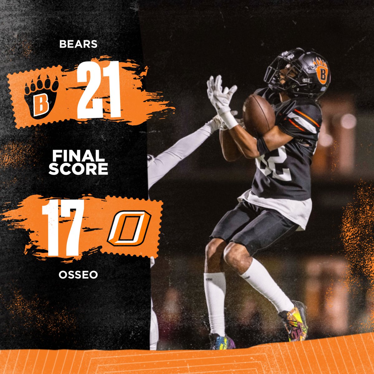 Bears win it over Osseo! Bears will have their first postseason game next Friday, awaiting Opponent and Location.