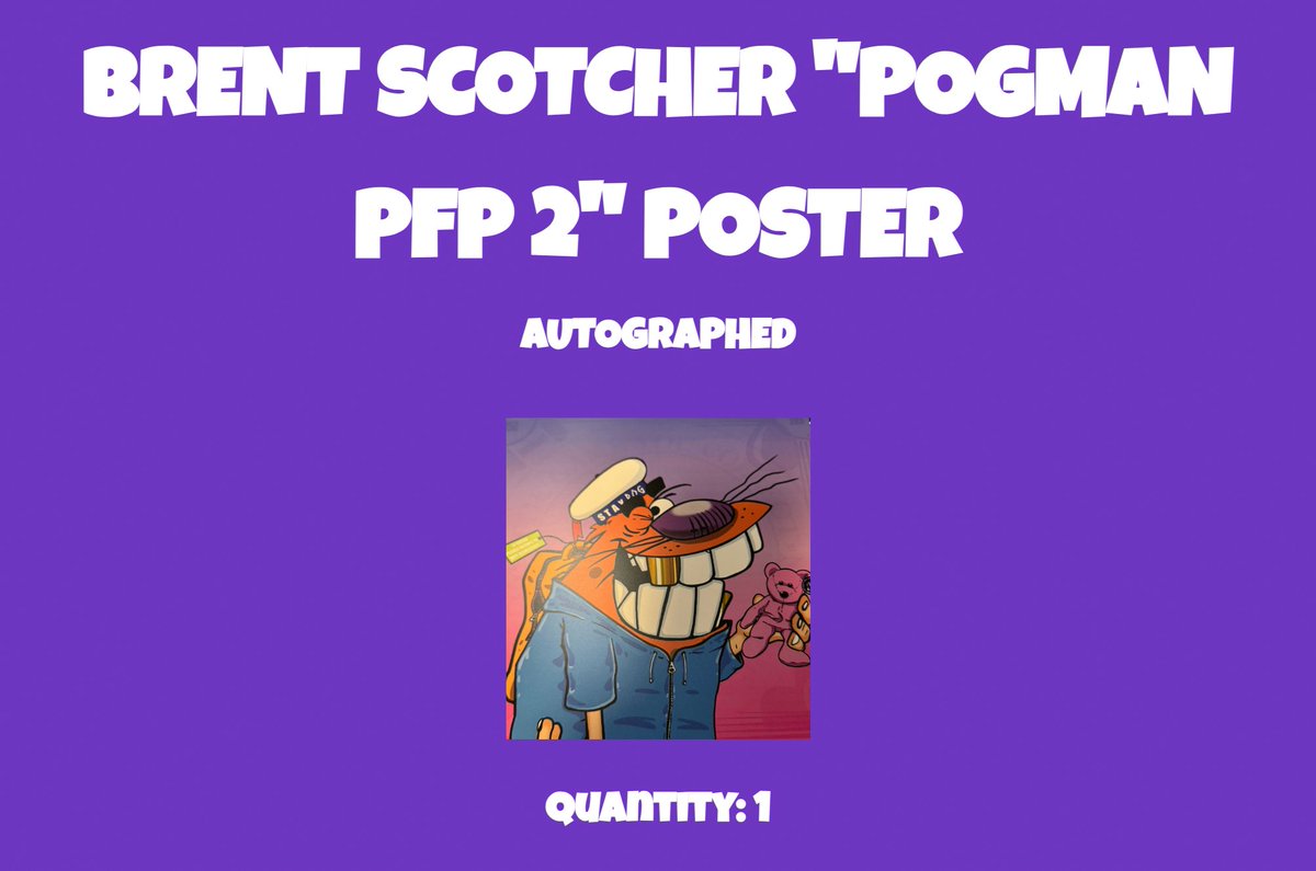 lovemesometfue1's tweet photo. Gang... I just opened up a free loot pack from https://t.co/S2cGneLVjI and i pulled a POGMAN PFP poster autographed by the one and only @bscotchmer, the most talented artist in WEB3! 

Only at @PogDigital.. the most exciting community!
Thank you 💘 https://t.co/Zo92zJO9VA
