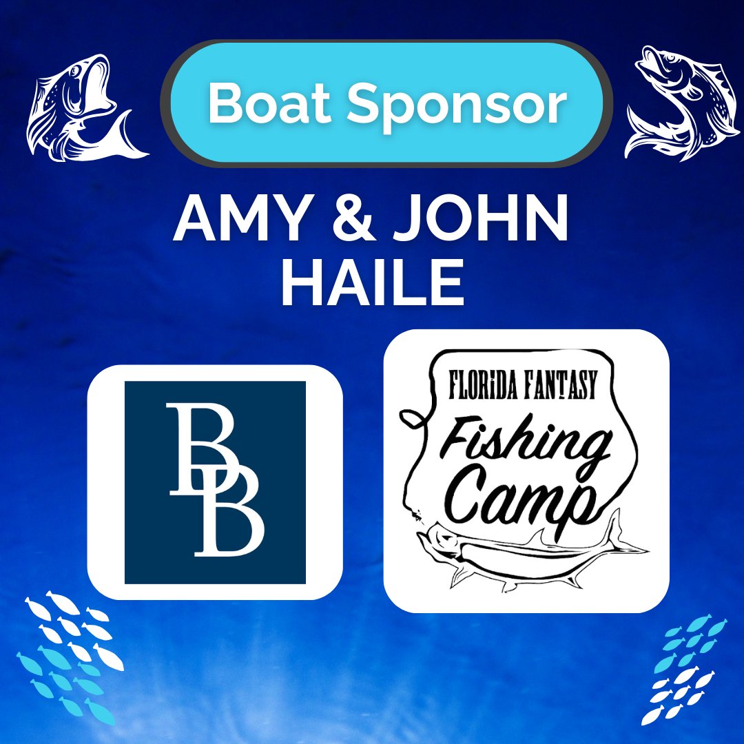 We appreciate Florida Fantasy Fishing Camp, @B_BInsurance, and Amy and John Haile for being a Boat Sponsor for our 6th Annual Inshore Fishing Classic! 

Learn more today: hubs.li/Q02Txf__0 
#ChampionsForChildrenTB #FishingTournament #TampaBay