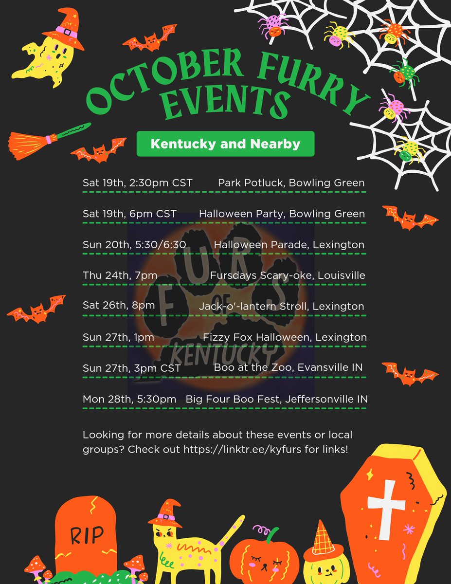 kyfurs's tweet photo. We have a LOT of local events coming up! Please check the chats/groups/channels (and https://t.co/MbMhvGxw0v if you don't know where those are) for more information.

*This is the first flyer for us. Associated group logos will be used in the future. https://t.co/3WbN2AMfFW