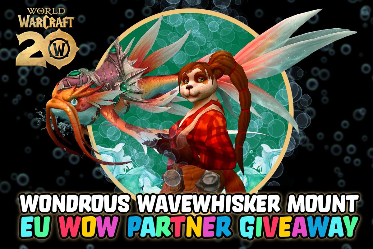 Beartrice_WoW's tweet image. To Celebrate WoW's 20th Anniversary Event, releasing on 23rd October, I'm giving away a code for a Wondrous Wavewhisker Mount 🐟

To Enter:
✅ Follow  ❤️ Like  🔁 Repost
💬 Tell me your favourite mount
🇪🇺 EU Only 
⏰ Winner drawn 23/10/24

#WoW_Partner #Warcraft #WorldofWarcraft…