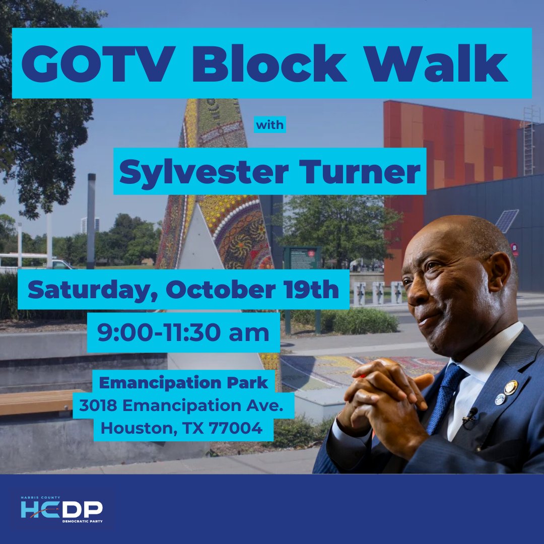 harrisdemocrats's tweet photo. Join us this weekend for a Saturday blockwalk with @SylvesterTurner and on Sunday with Commissioner @LesleyBrionesTX. Sign up at https://t.co/oKSzMYQkRU (link in bio)
#vote #voteblue #gotv #turntexasblue #democrats #dems #ThisisHarrisCounty #kamala #HarrisWalz2024 #dosomething https://t.co/jmJfX0vtqB