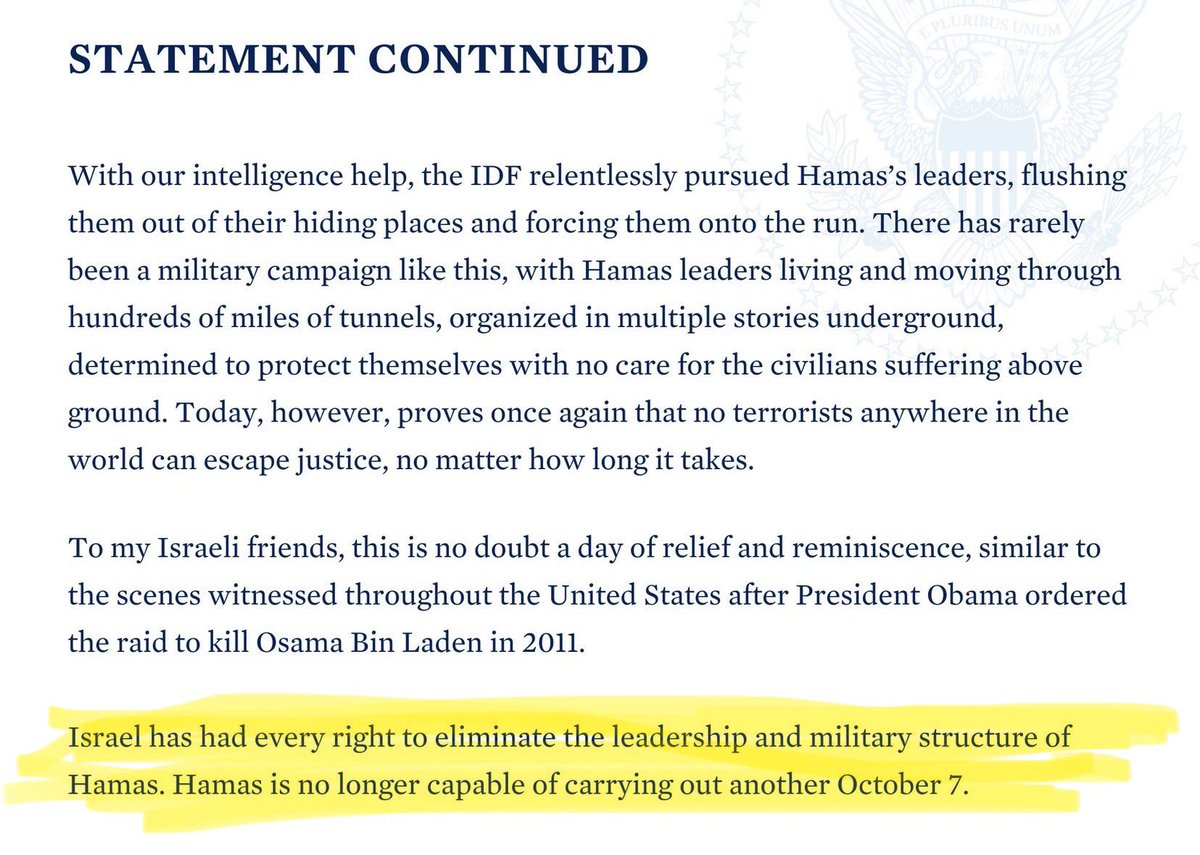AwokenWord's tweet photo. @POTUS These 2 highlighted sentences in @JoeBiden’s statement carry a lot of responsibility. Either #Netanyahu now ends the fullscale military campaign that crushed all of #Gaza &amp; focuses on a sincere,precise hostage rescue plan,or it was never really about the hostages.

#CeasefireNow? https://t.co/GxxqSf1wZ3