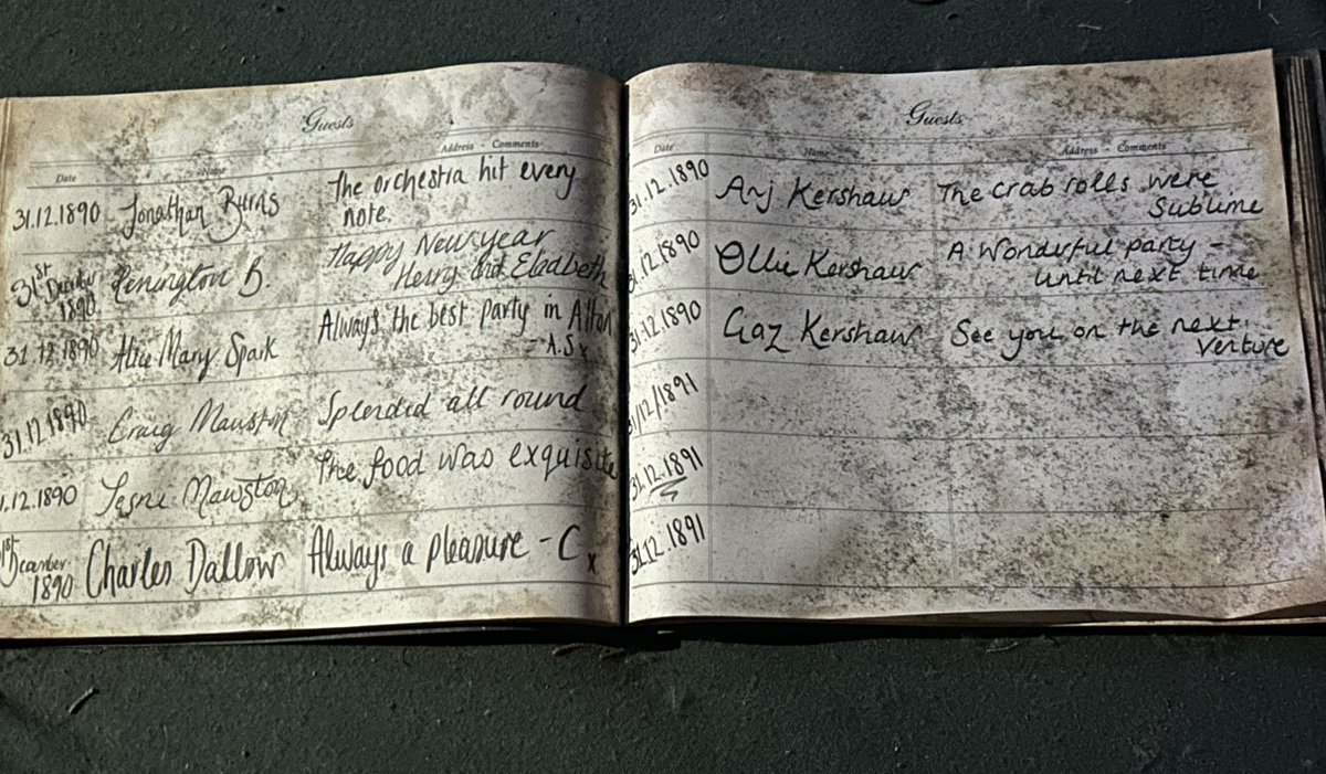 New Years Eve guest book of thanks at Curse at Alton Manor, fab to see the entry for The Kershaws Adventures - the last guests in December 1890 before Emily took her vengeance the following year #altontowers #curseataltonmanor #emilyalton