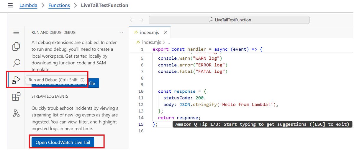 RaphaelManke's tweet image. New #Lambda code editor in the AWS console? 
Looks like #vscode