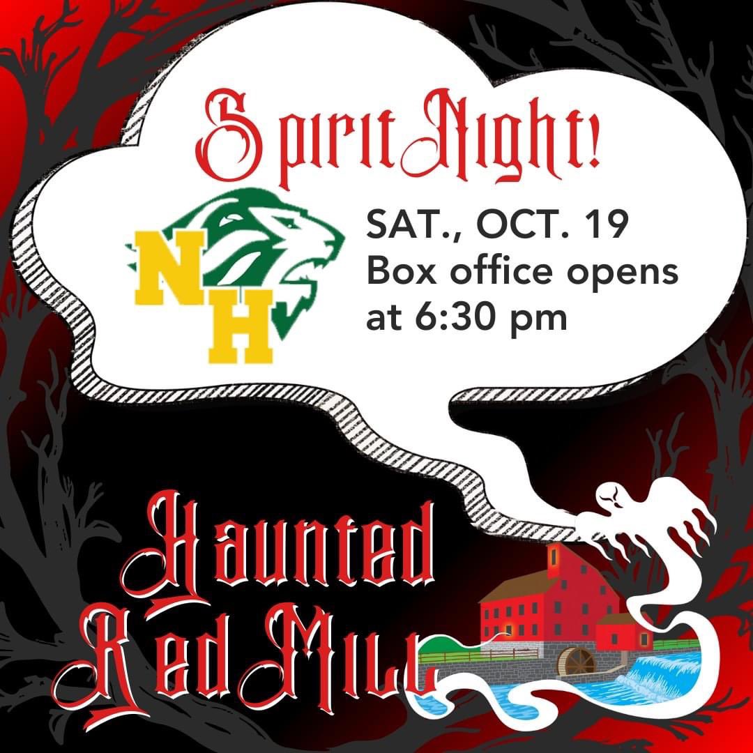 North Hunterdon High School, show your PRIDE when you come to Haunted! All current students wearing North wear will get a ticket for a free candy bar when they purchase their tickets at the booth onsite. #northHunterdon #nhhs